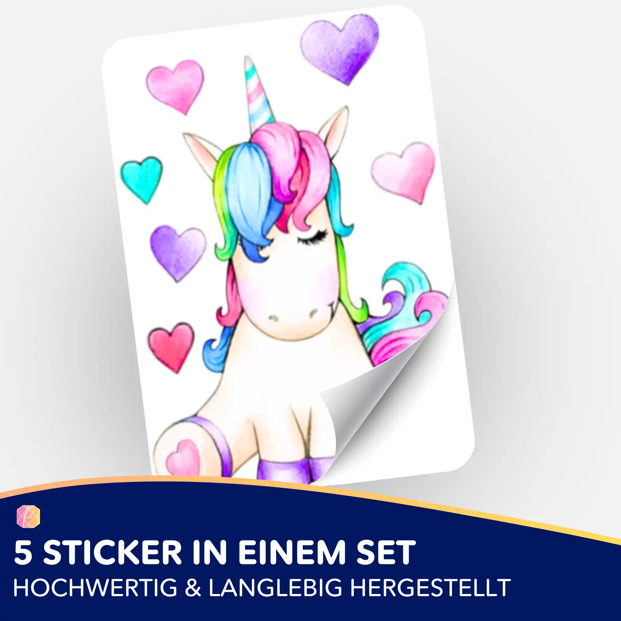 Aufkleber 5er-Set - Buntes Einhorn - Image 2