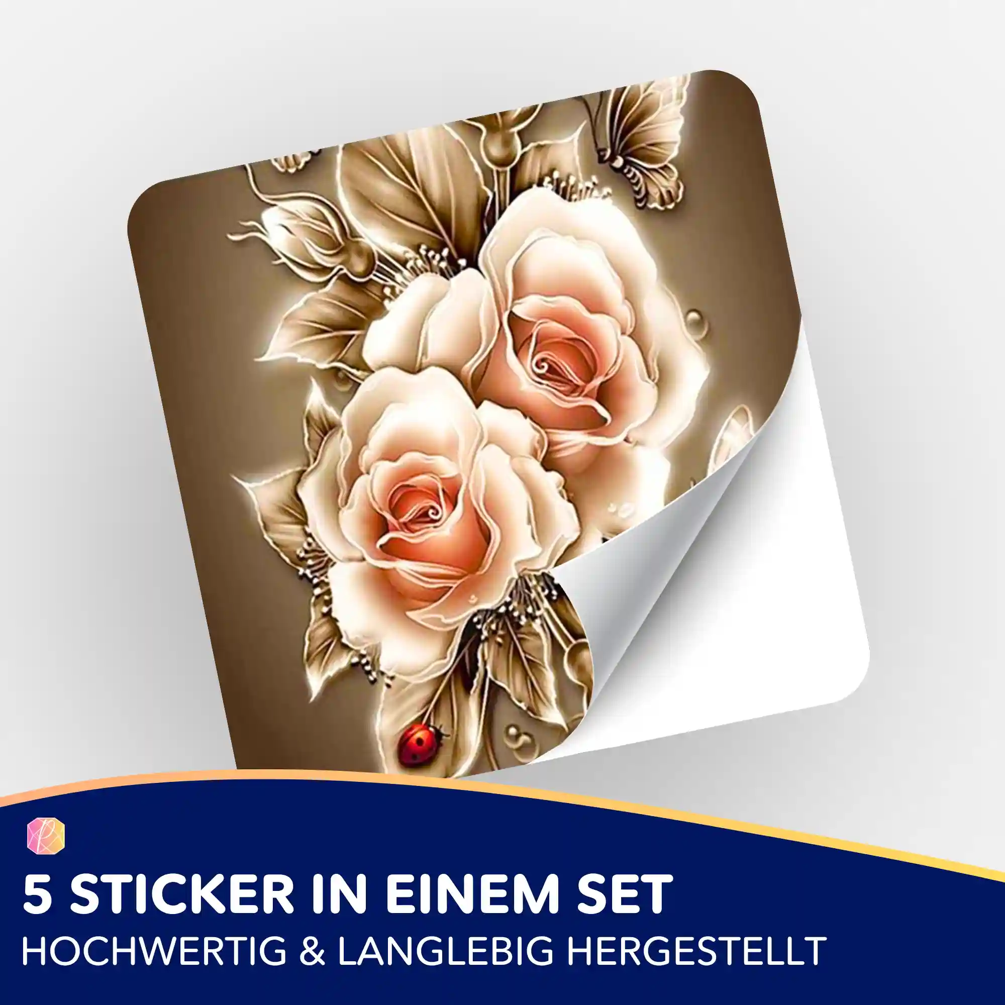 Aufkleber 5er-Set - Goldene Rosen - Image 2