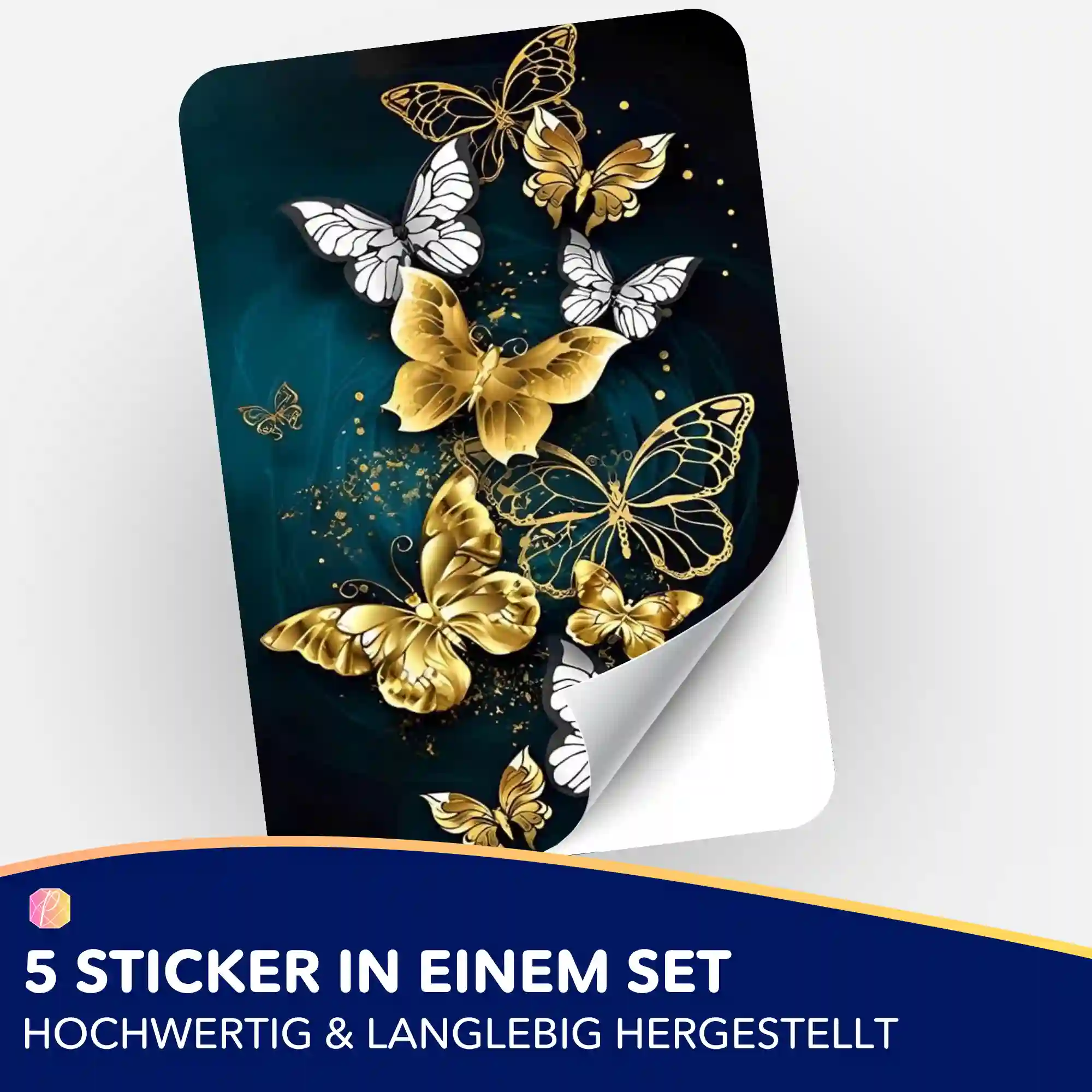 Aufkleber 5er-Set - Goldene Schmetterlinge - Image 2