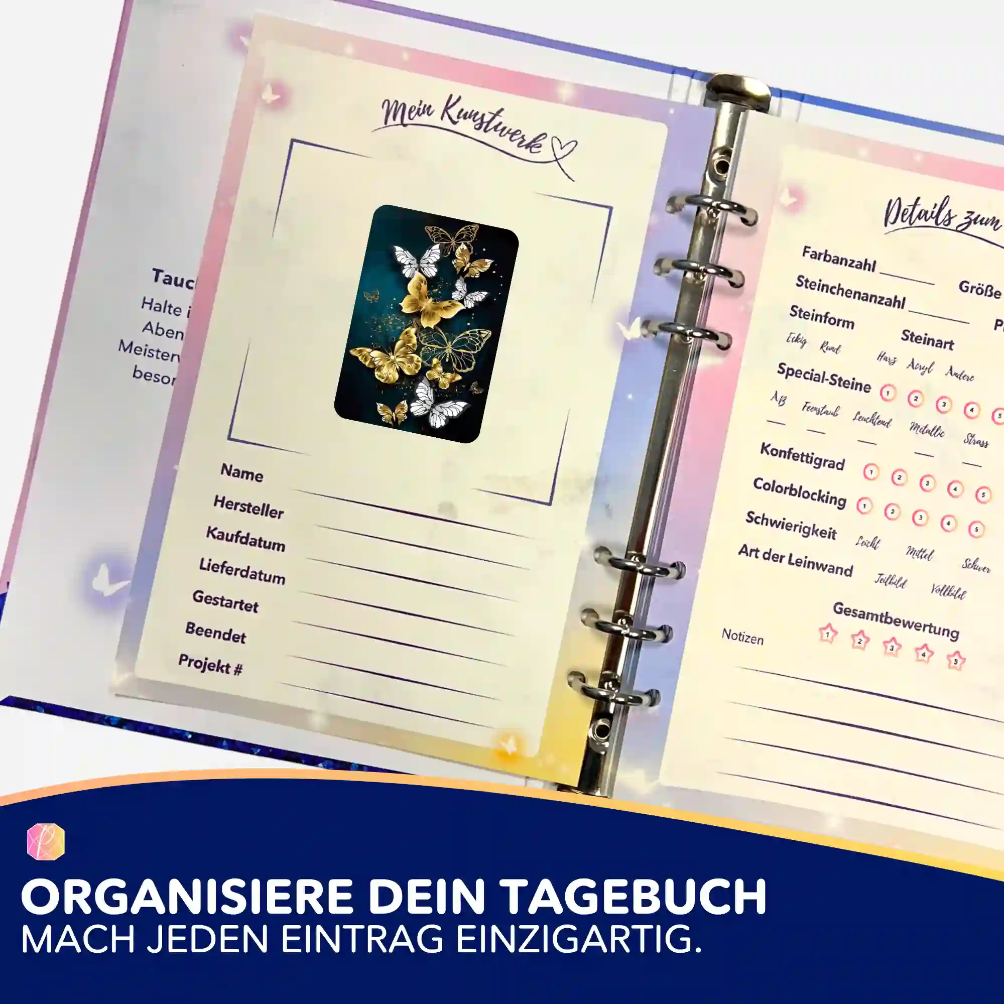 Aufkleber 5er-Set - Goldene Schmetterlinge - Image 3