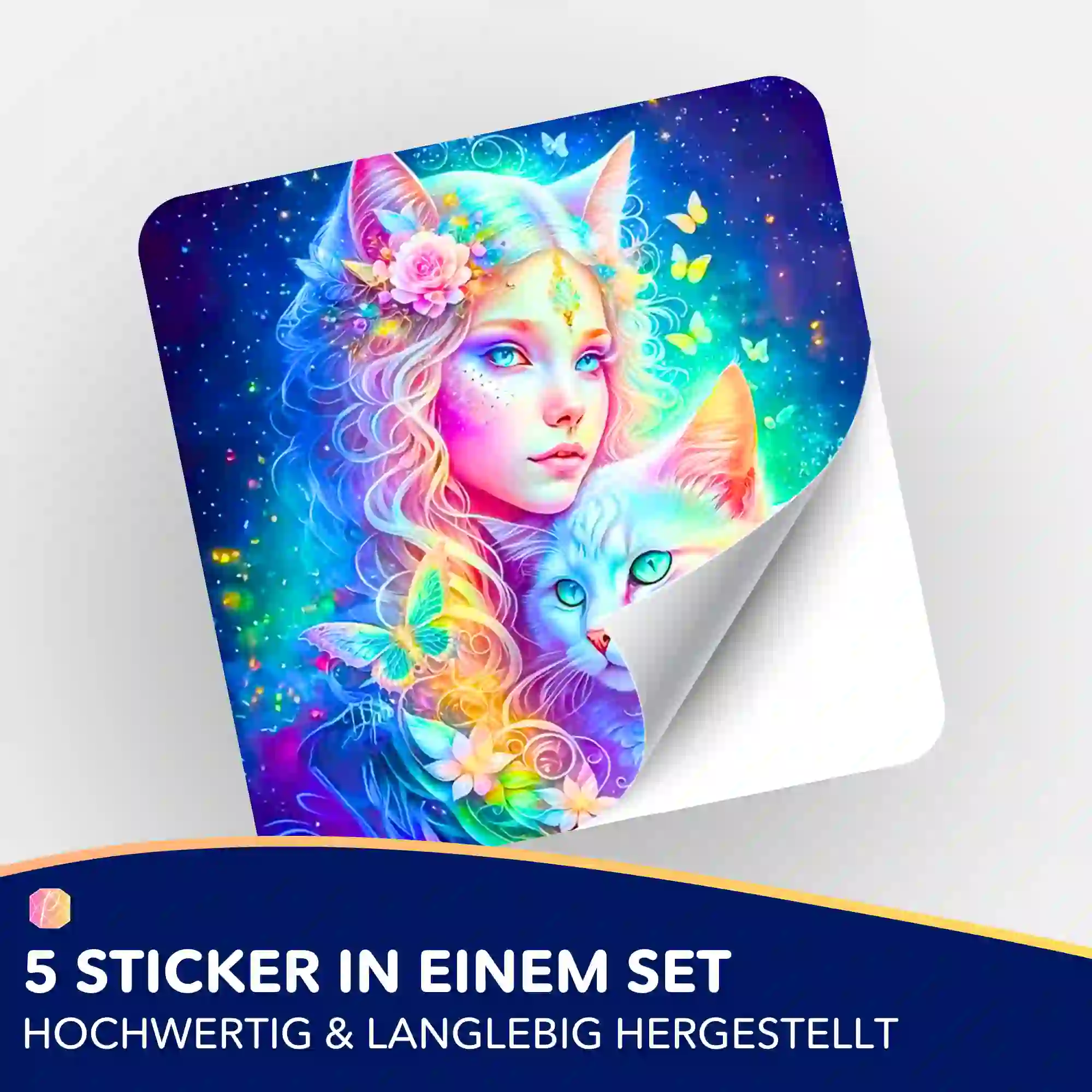 Aufkleber 5er-Set - Katzenelfe - Image 2