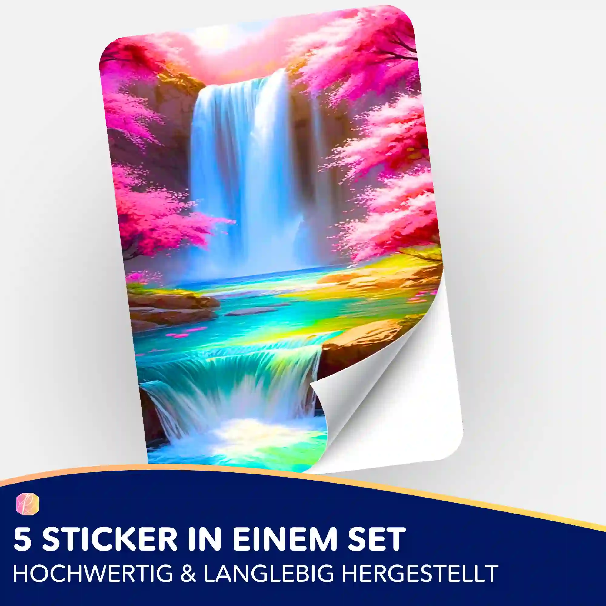 Aufkleber 5er-Set - Kirschblüten am Wasserfall - Image 2