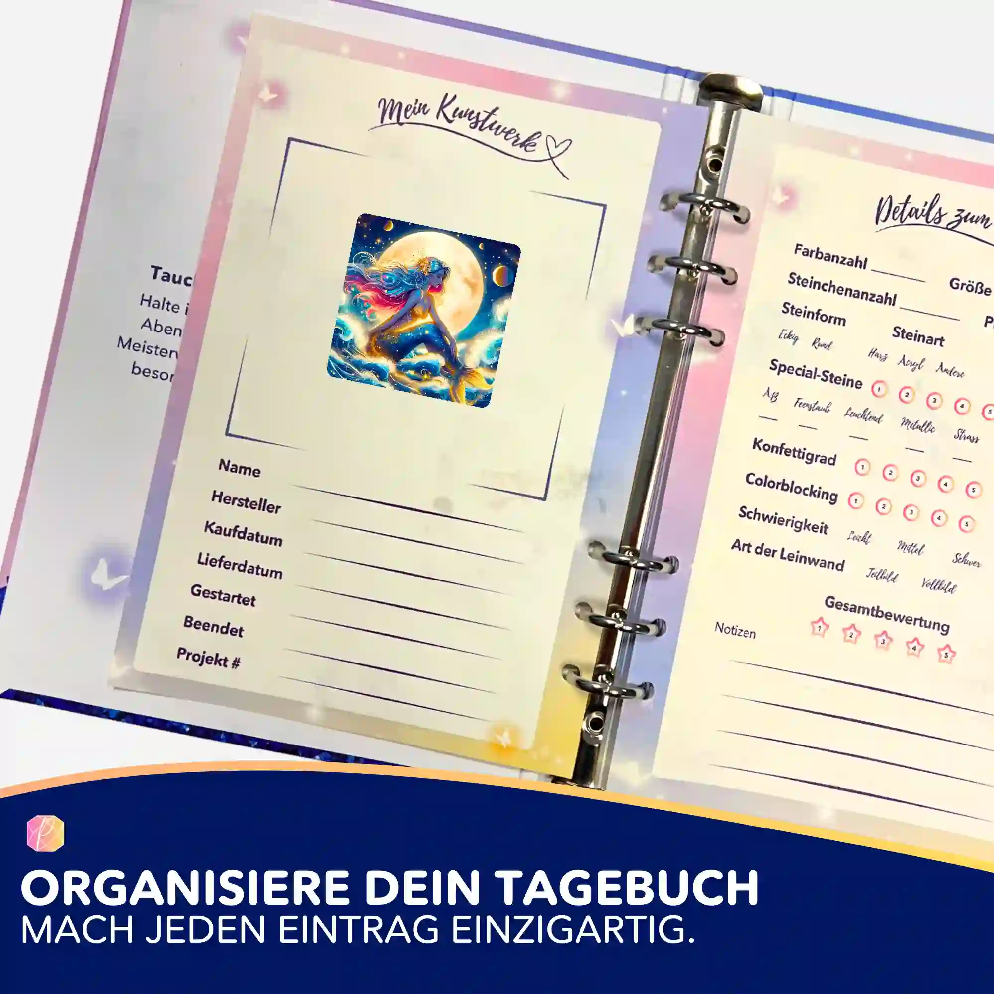 Aufkleber 5er-Set - Meerjungfrau im Sternenhimmel - Image 3