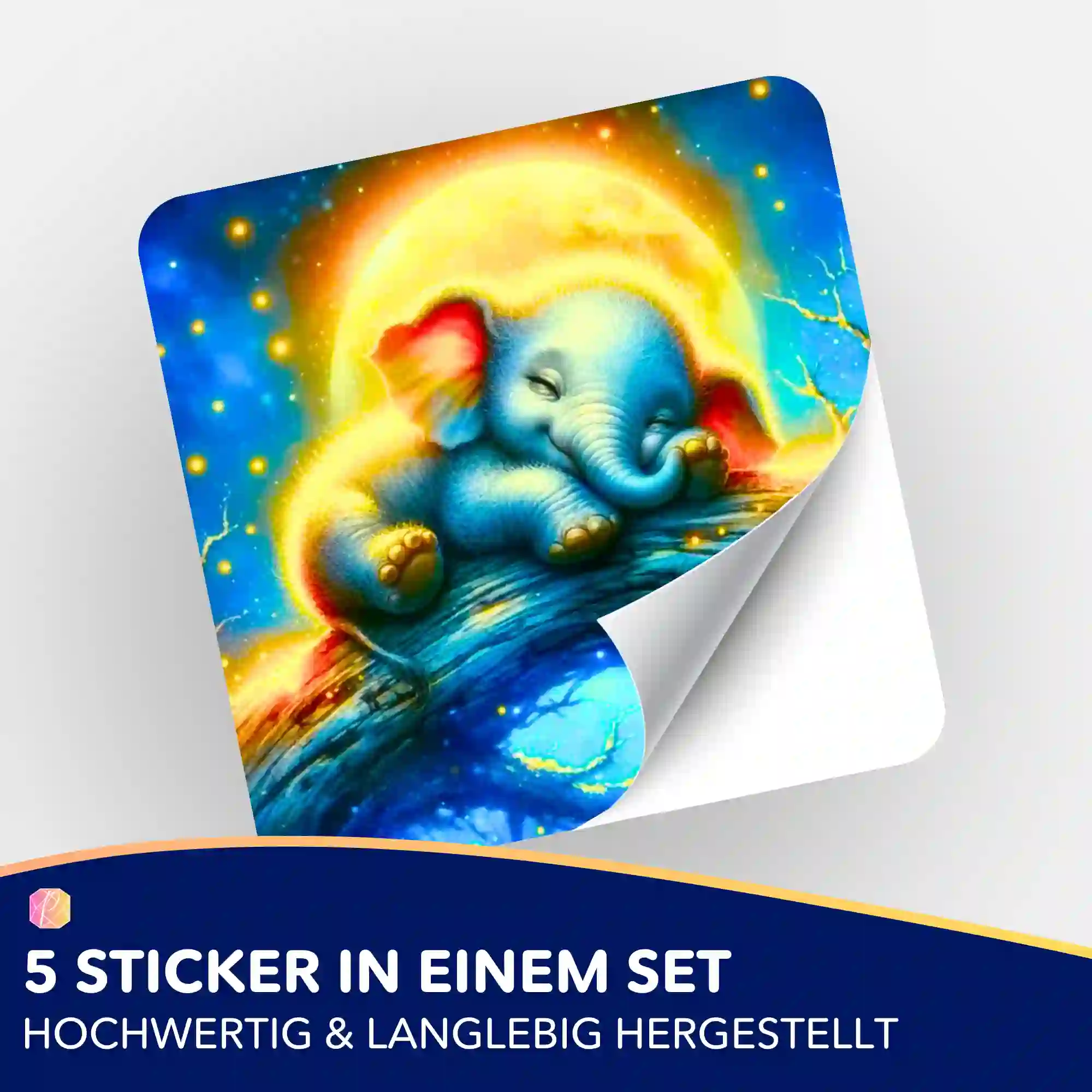 Aufkleber 5er-Set - Mondschein Elefant - Image 2