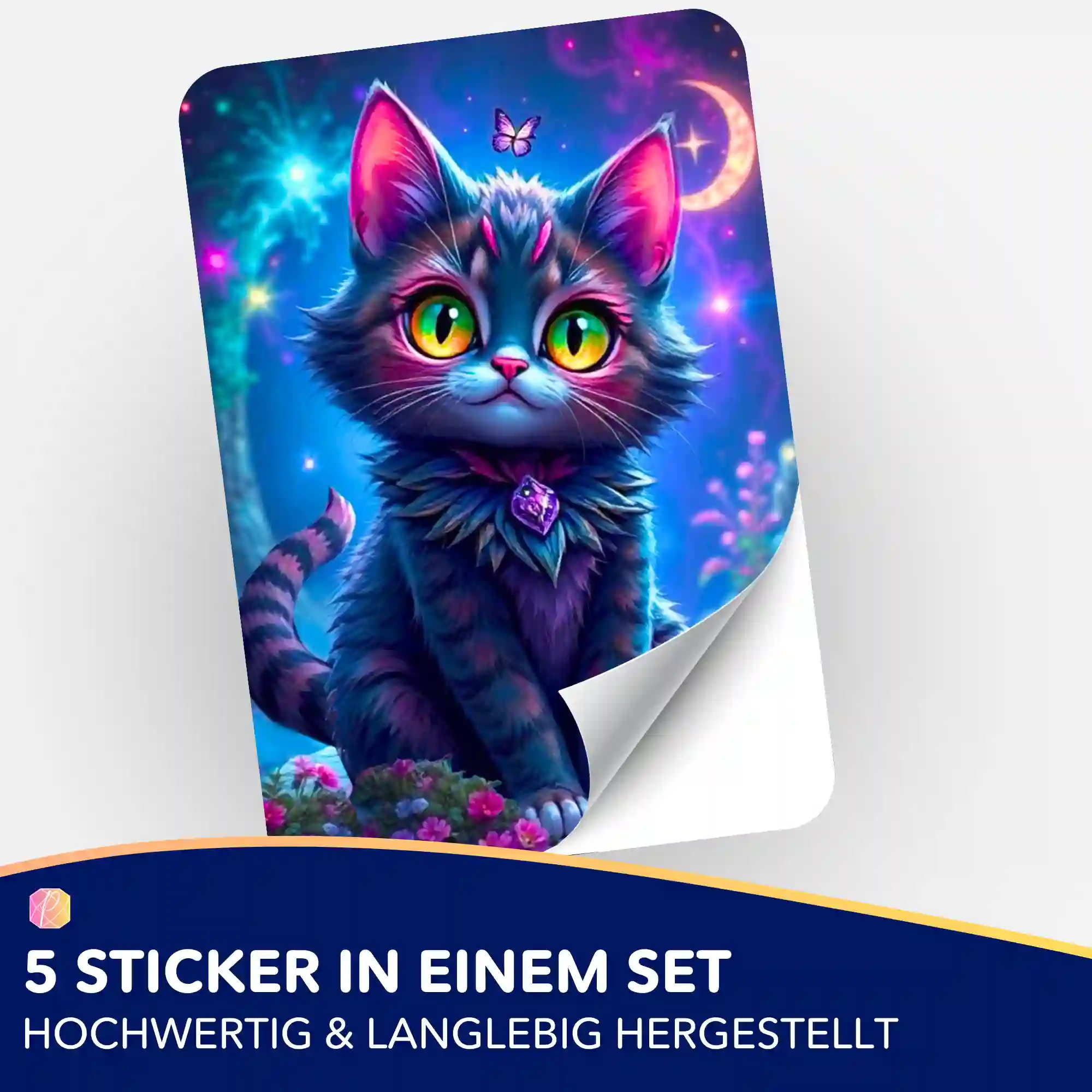 Aufkleber 5er-Set - Night Cat - Image 2