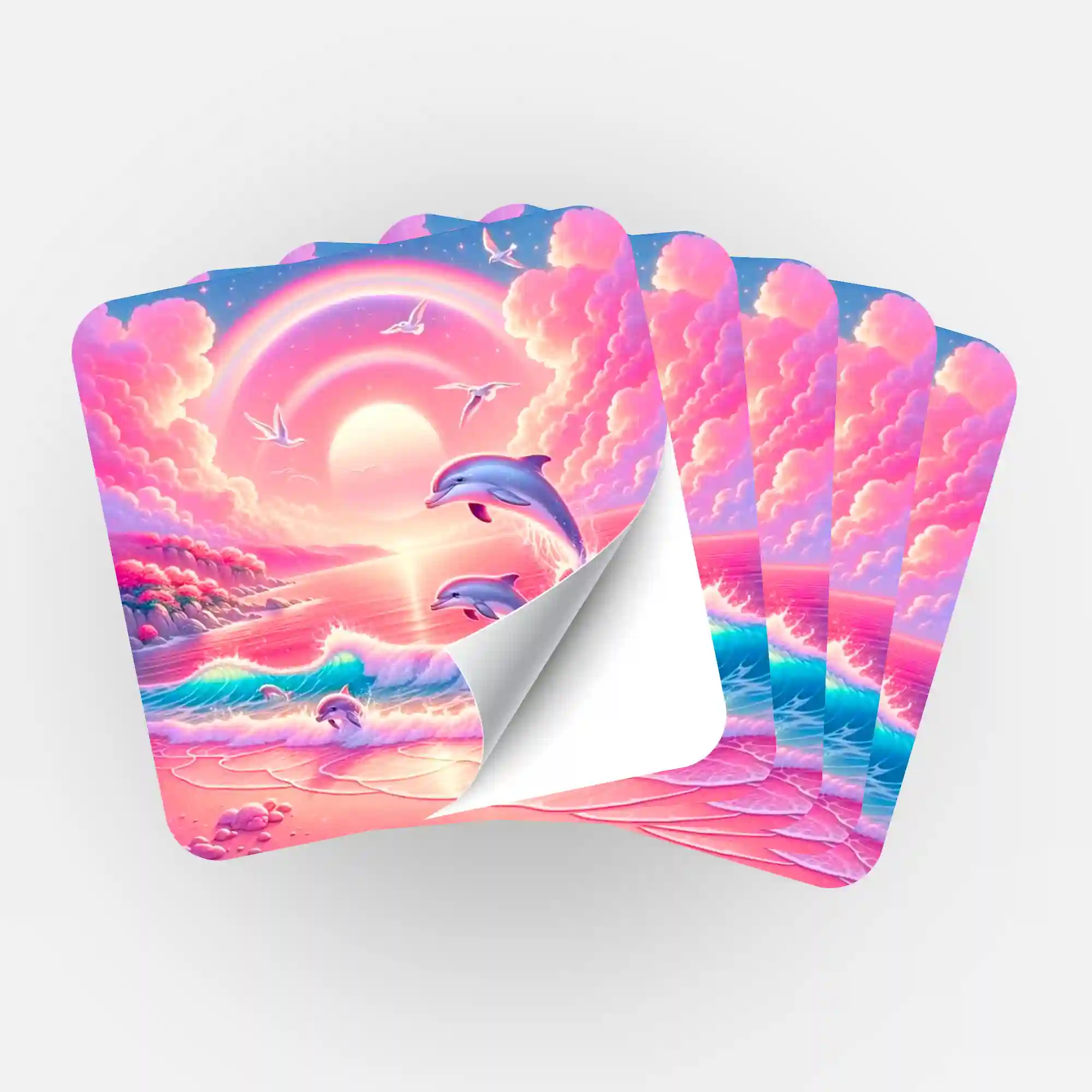 Aufkleber 5er-Set - Pinkes Meeresrauschen