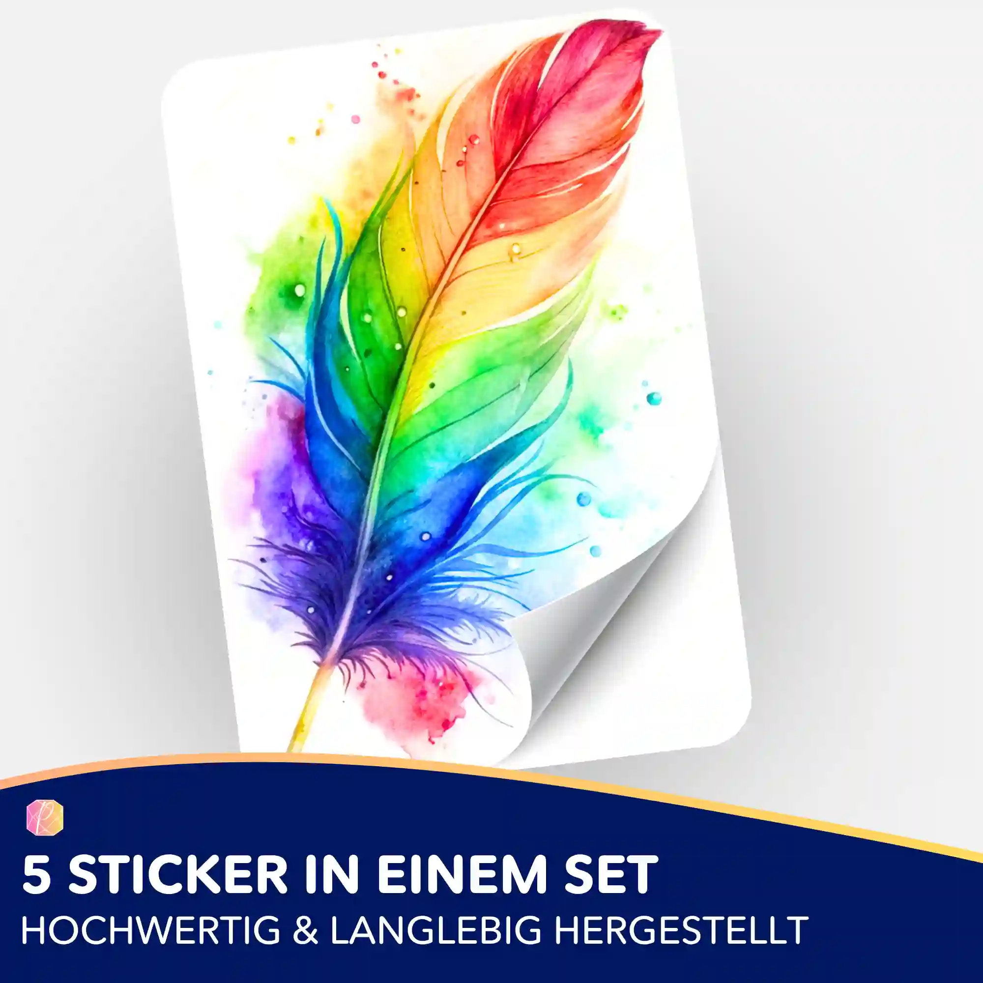 Aufkleber 5er-Set - Rainbow Feather - Image 2