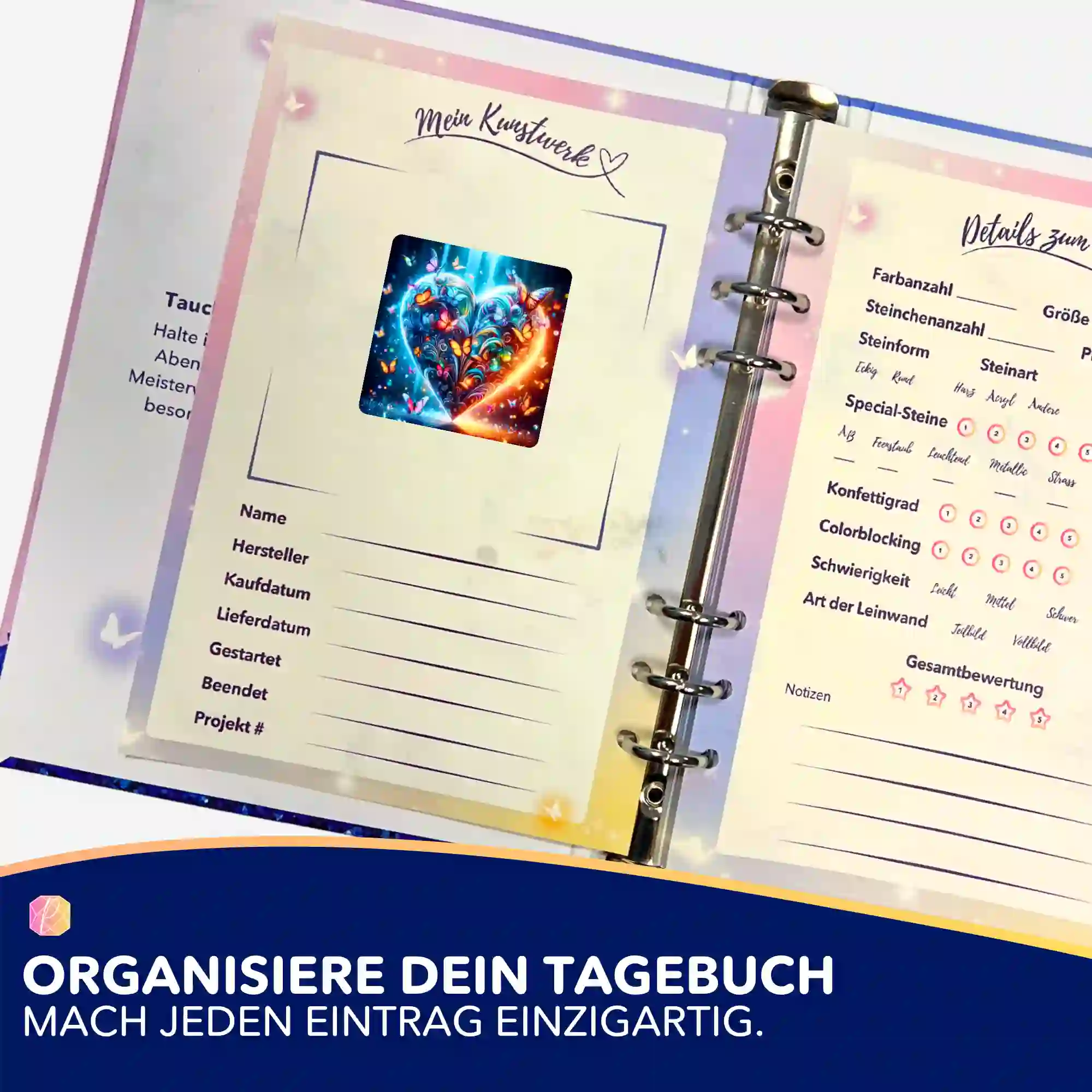 Aufkleber 5er-Set - Schmetterlingsherz - Image 3
