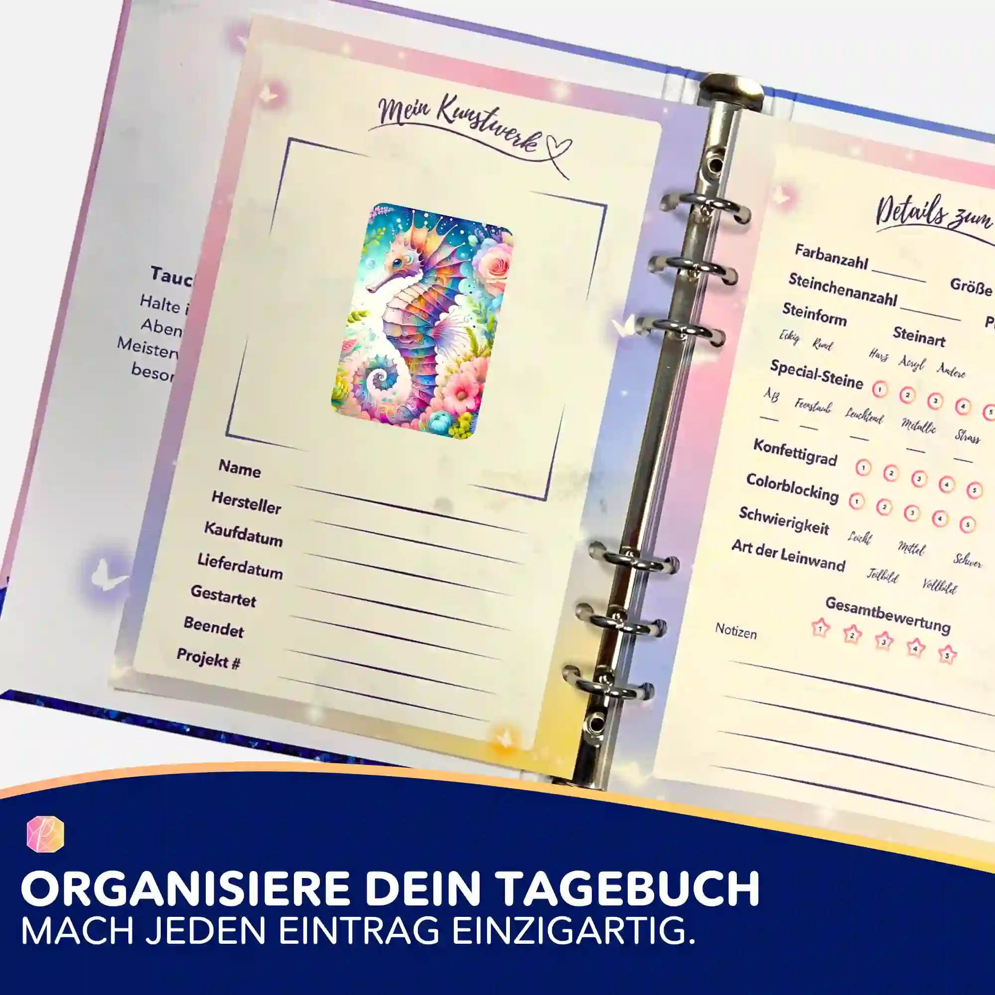 Aufkleber 5er-Set - Seepferdchen Blütentraum - Image 3