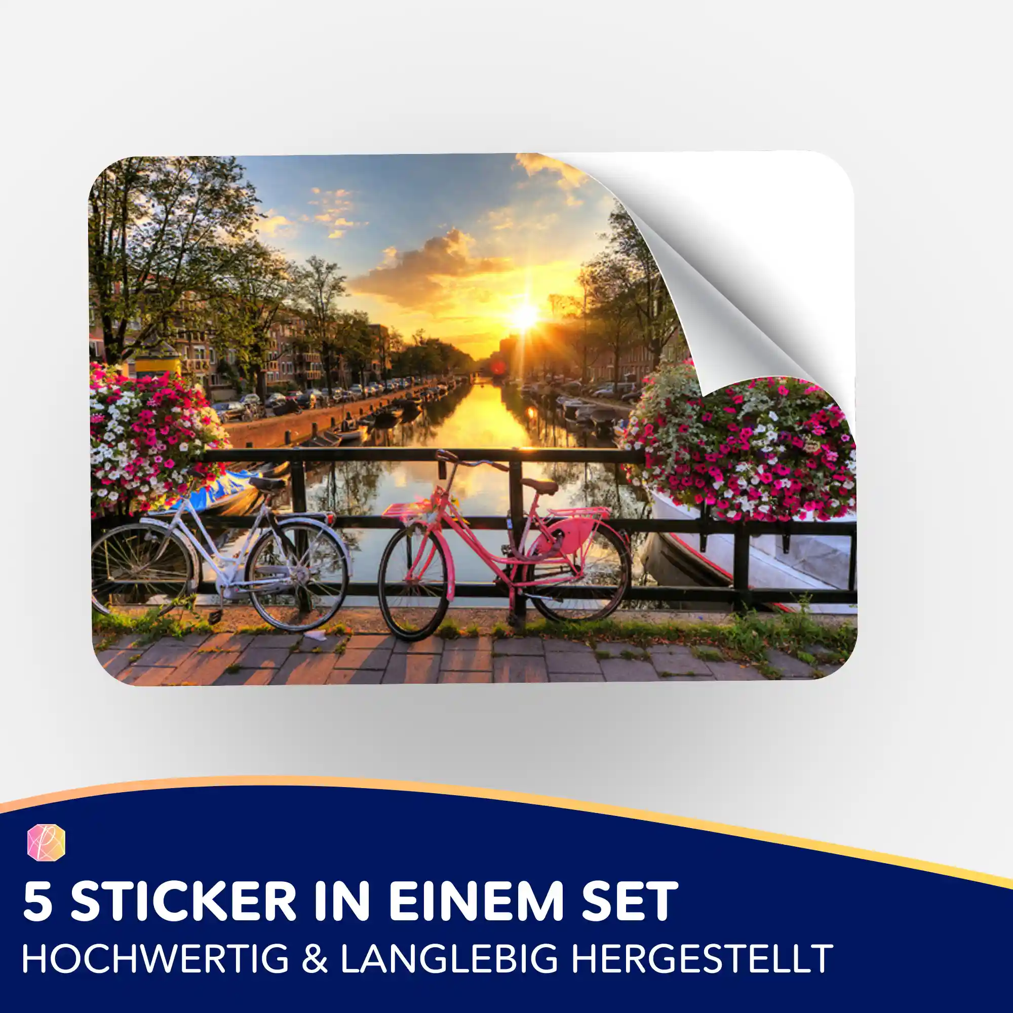 Aufkleber 5er-Set - Sonnenuntergang in Amsterdam - Image 2