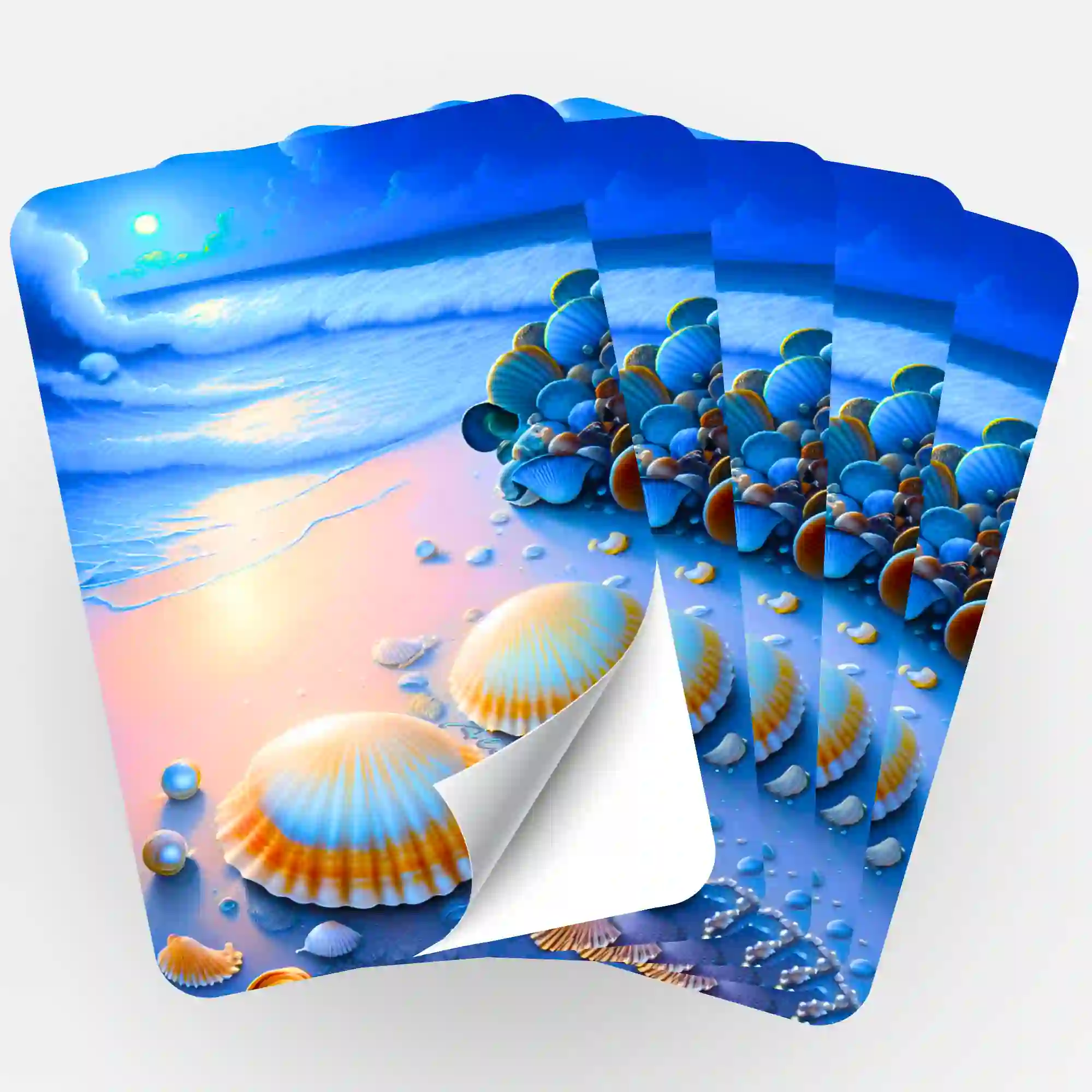 Aufkleber 5er-Set - Strand im Nachtglanz