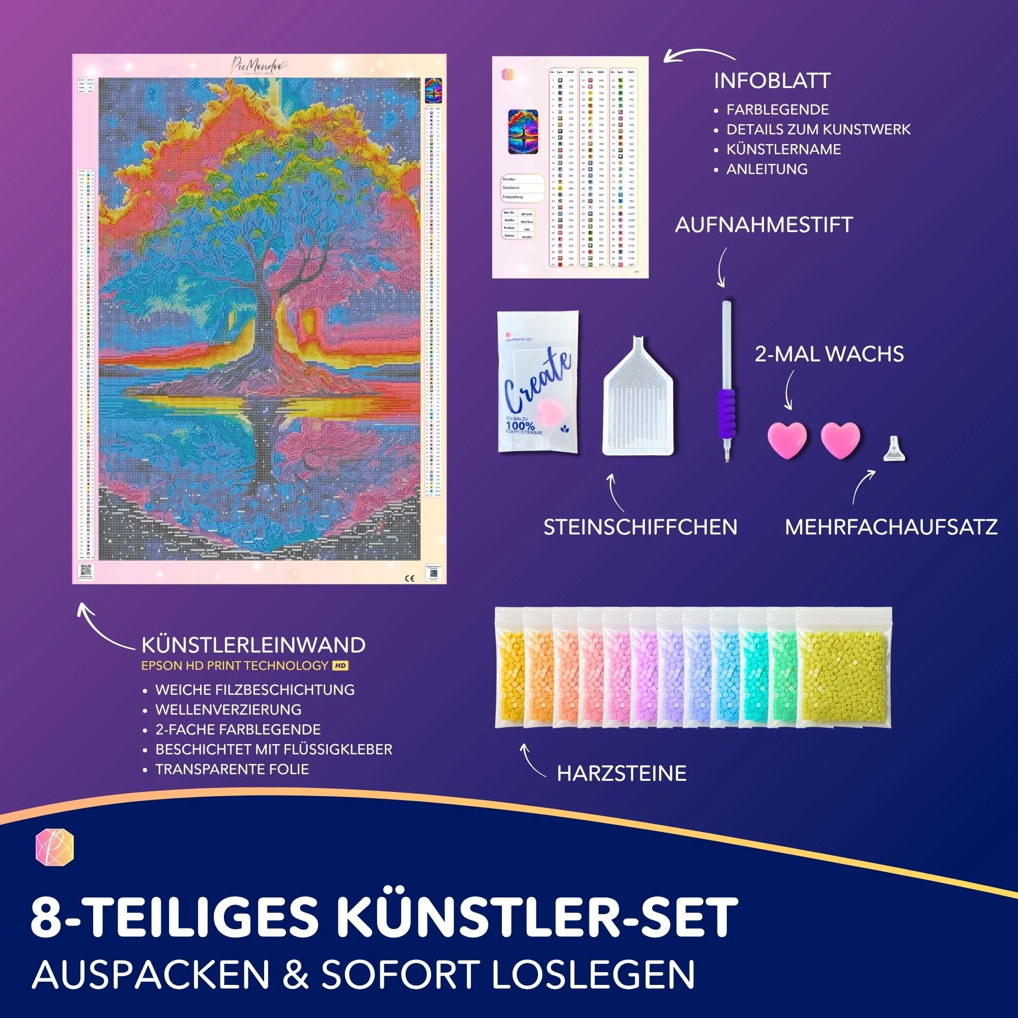 Diamond Painting 100 Farben Special - Rainbow Tree - Image 4