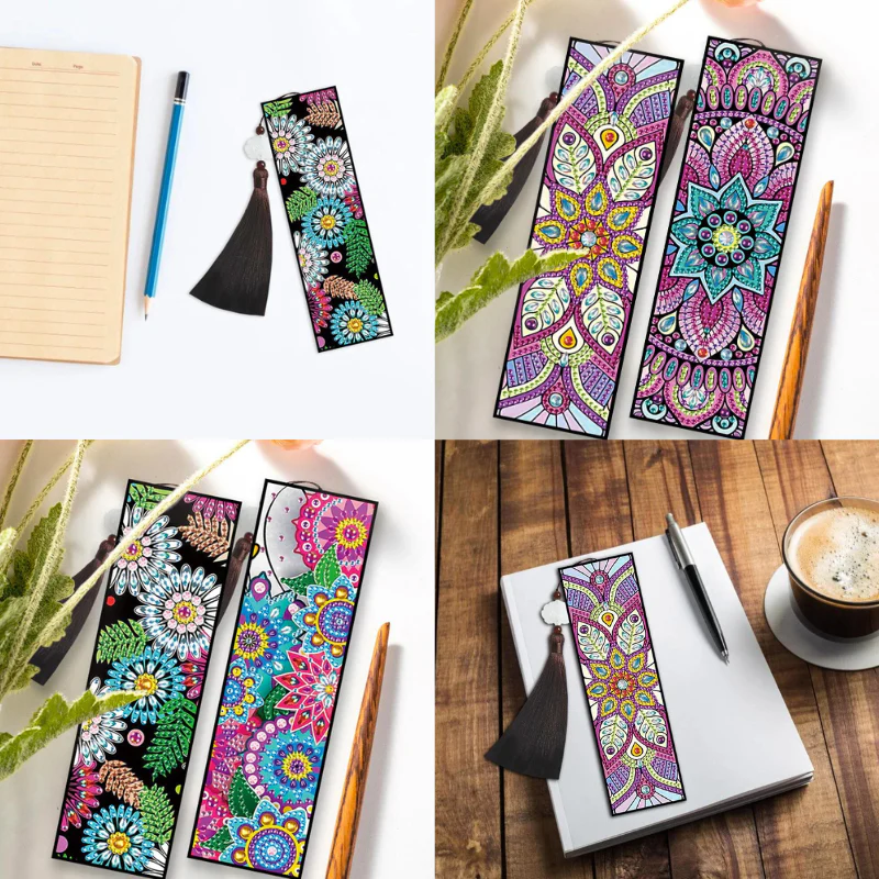 Diamond Painting Lesezeichen "Mandala & Flowers" 2er Set - Image 2