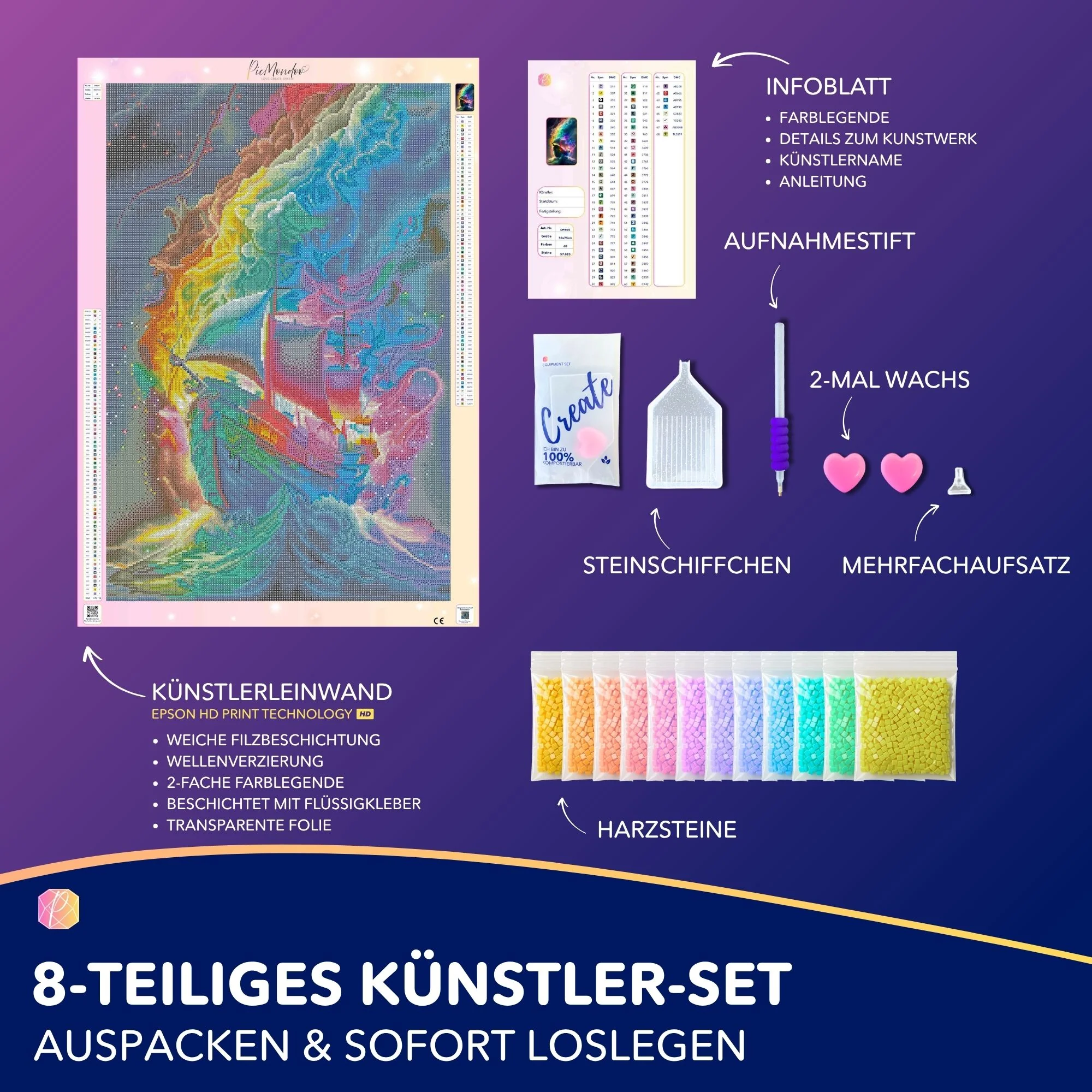 Diamond Painting Multi Special - Schiff im bunten Meer - Image 4