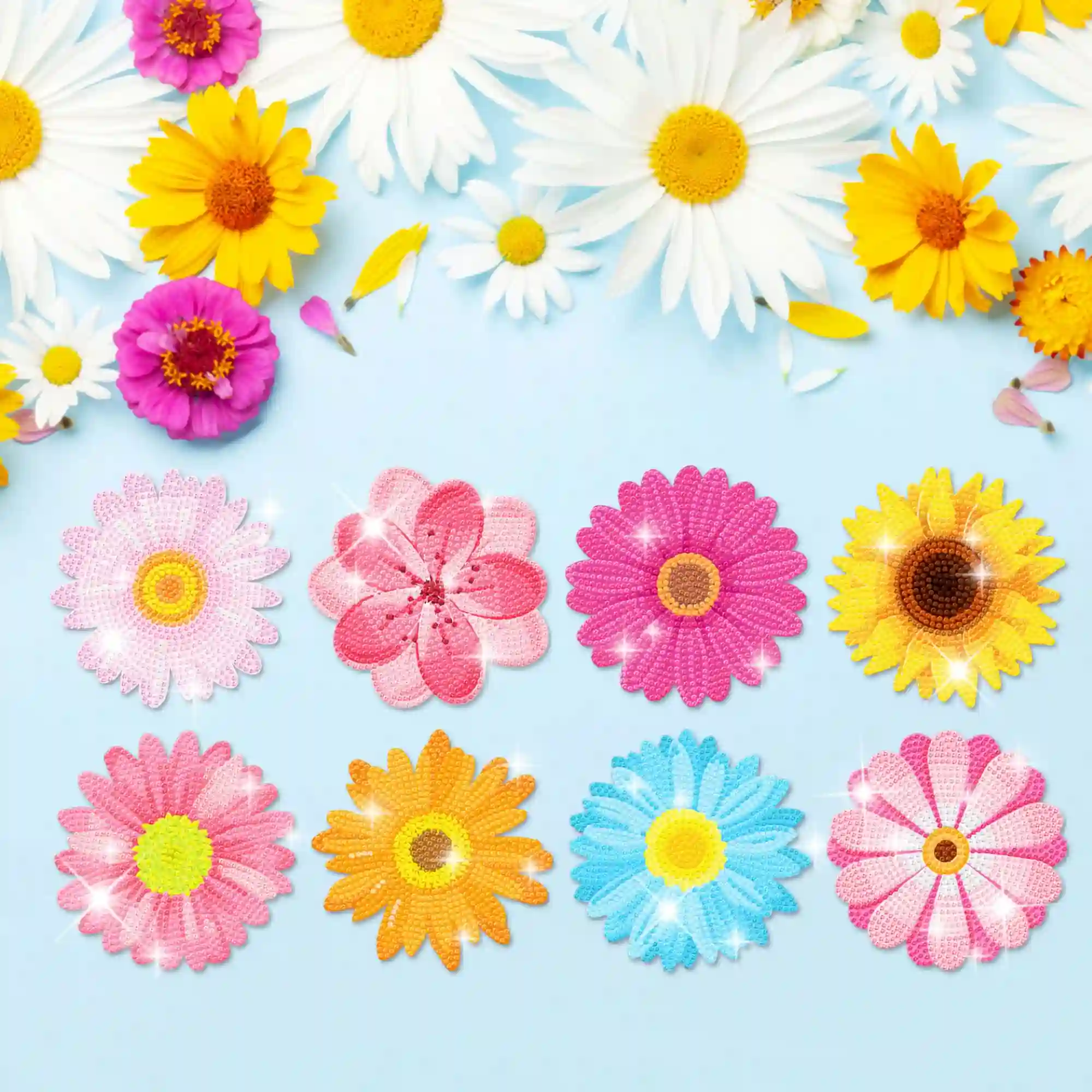 Diamond Painting - Untersetzer "Bunte Blumenwiese" - Image 3