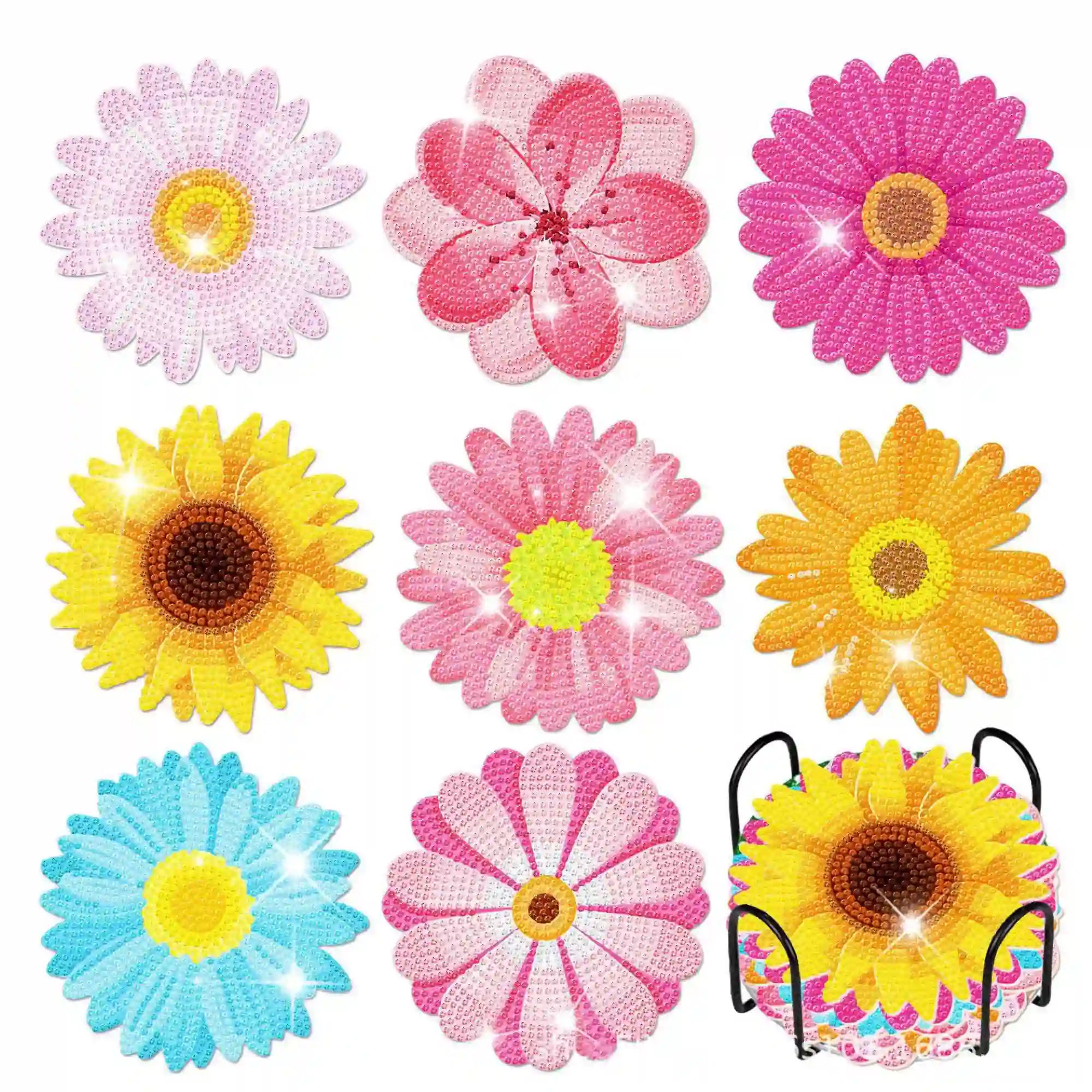 Diamond Painting - Untersetzer "Bunte Blumenwiese" - Image 7