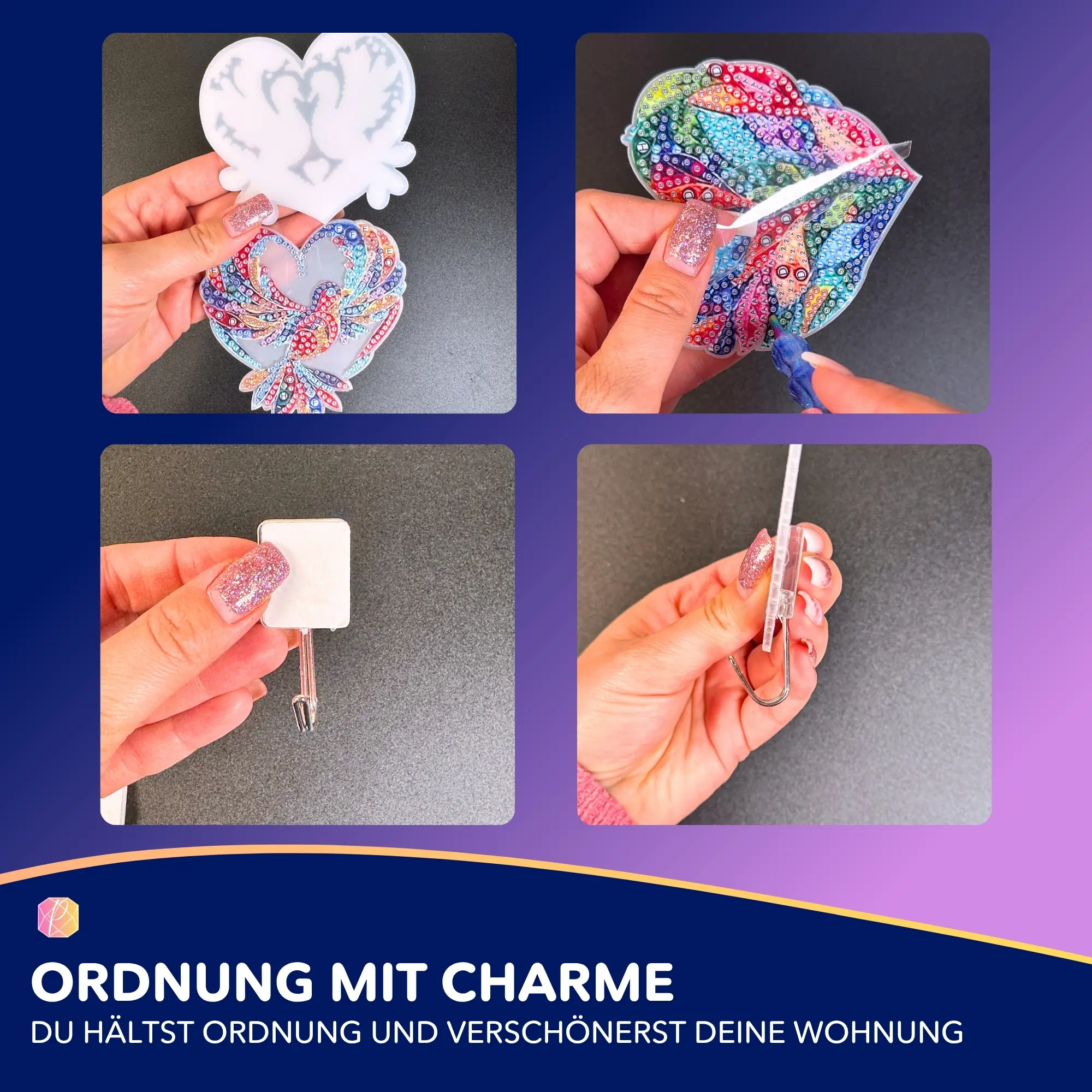 Diamond Painting Wandhaken Mosaikherzen - Image 5