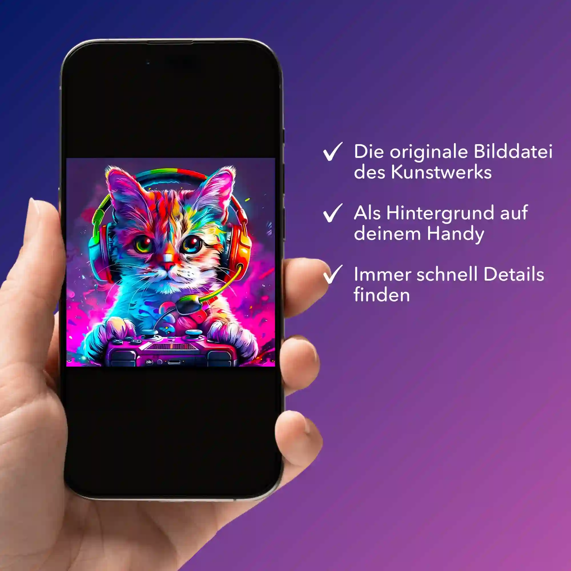Digitale Bildmappe - Colorful gaming Cat - Image 2