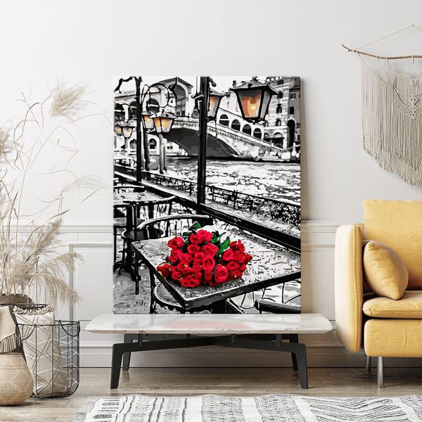 Malen nach Zahlen Set - Rote Rose in Venedig - Image 10