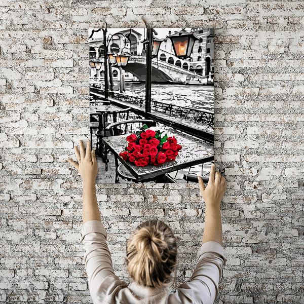 Malen nach Zahlen Set - Rote Rose in Venedig - Image 8