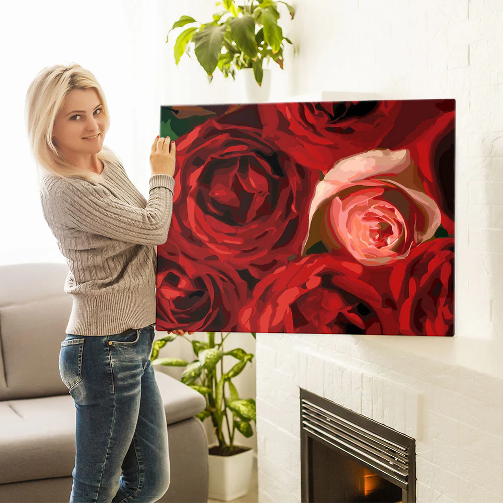 Malen nach Zahlen Set - Rote Rosen - Image 4